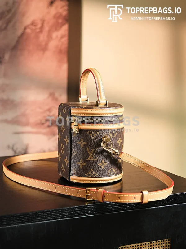 a1718964498548_3532 Louis Vuitton Nano Cannes in Brown