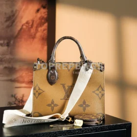 Louis Vuitton OnTheGo Small in Brown/Beige