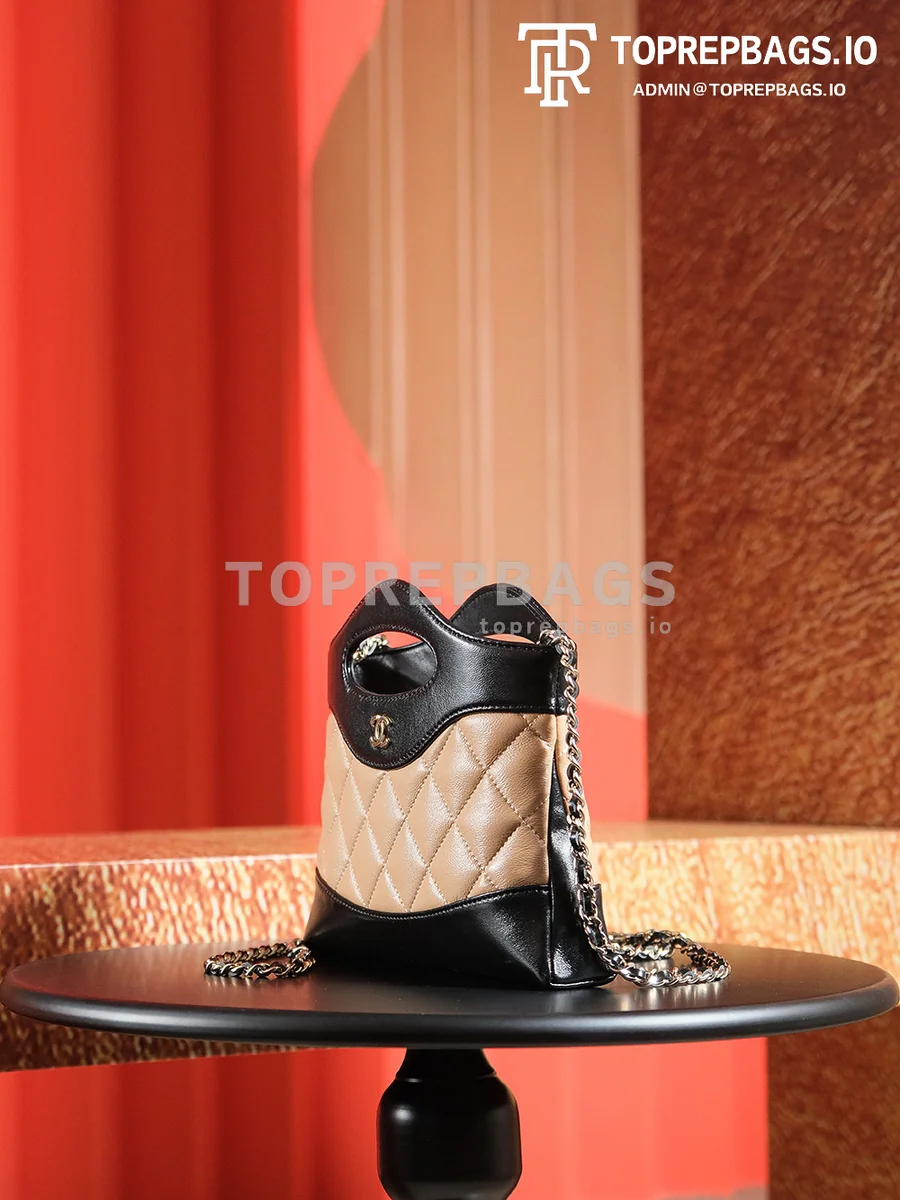 a1725980493313_2817 Chanel 31 Bag Nano in Black/Beige