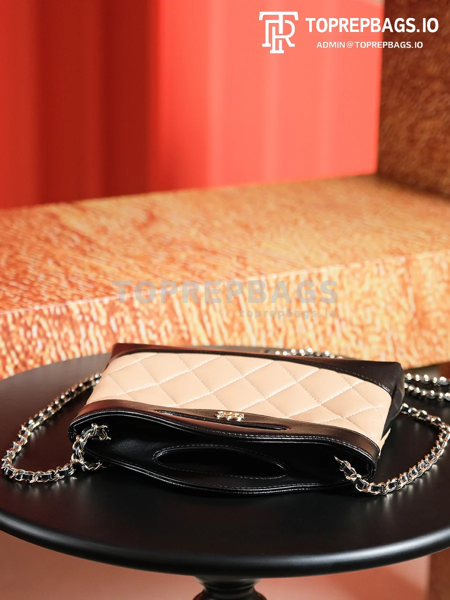 a1725980496598_7347 Chanel 31 Bag Nano in Black/Beige