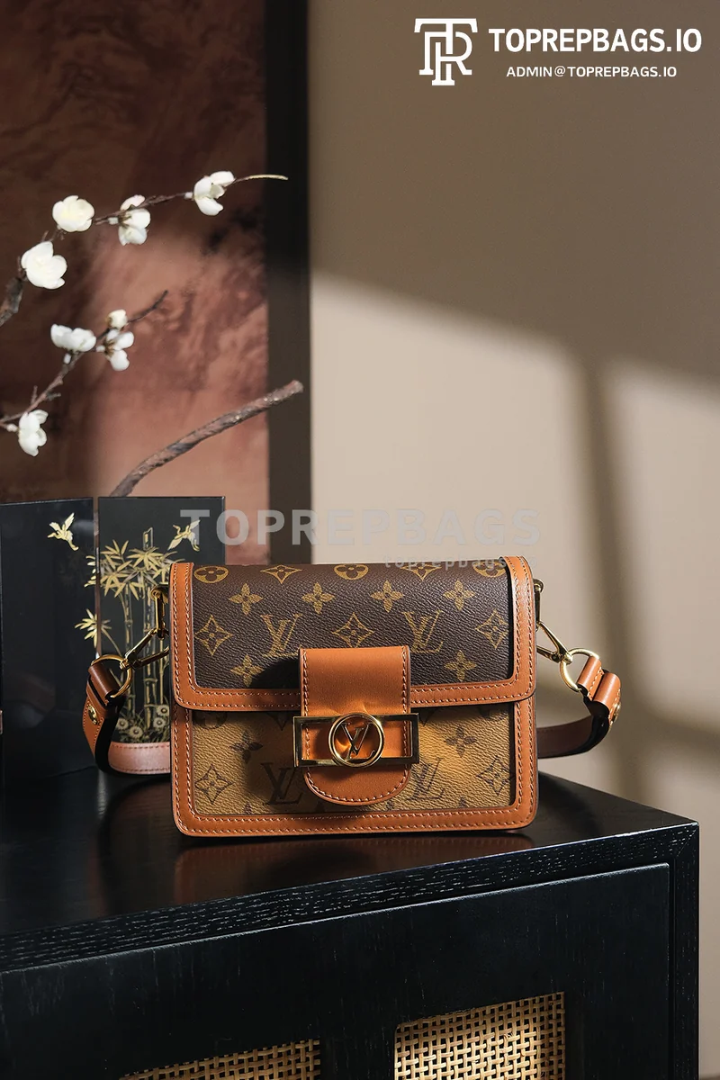 a1745829751522_0630 Louis Vuitton Mini Dauphine Messenger in Brown