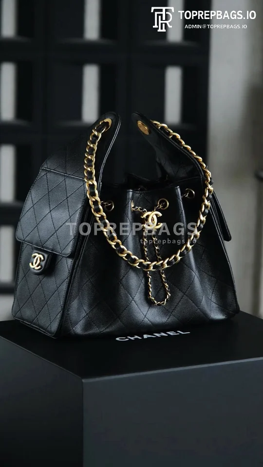 i1745989000268_9935_0_0 Chanel 25 Bag Small Hobo in Black