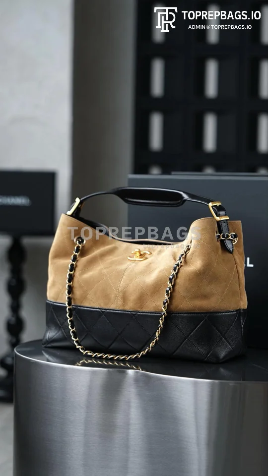i1752326821519_9409_0_0 Chanel Handbag Hobo in Beige/Black