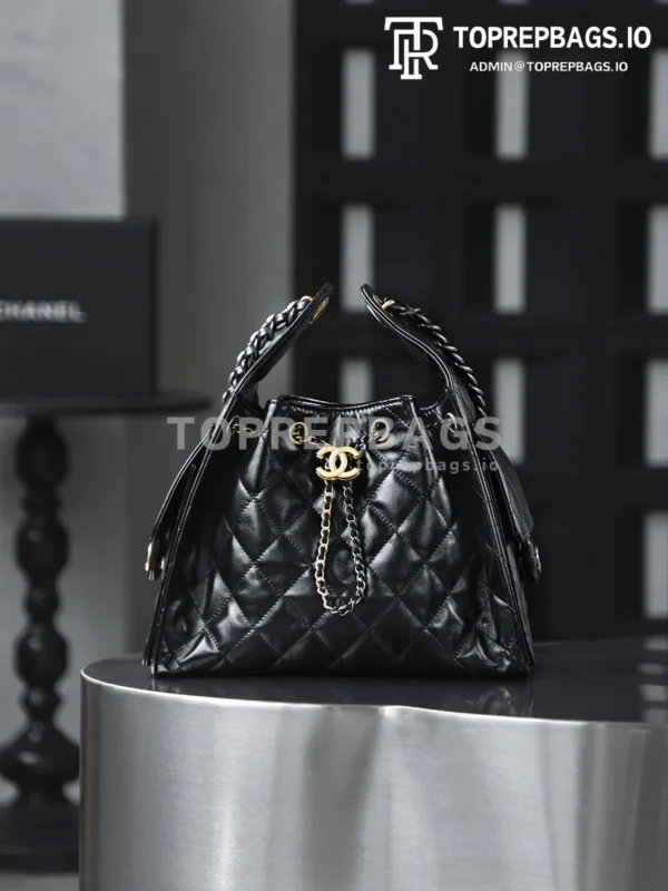 i1760590355510_3227_0_0 Chanel 25 Bag Bucket in Black