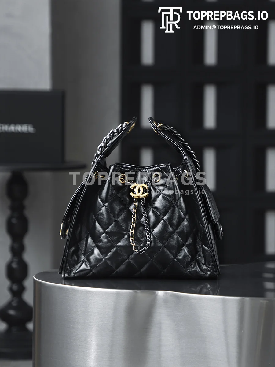 i1760590355510_3227_0_0 Chanel 25 Bag Bucket in Black