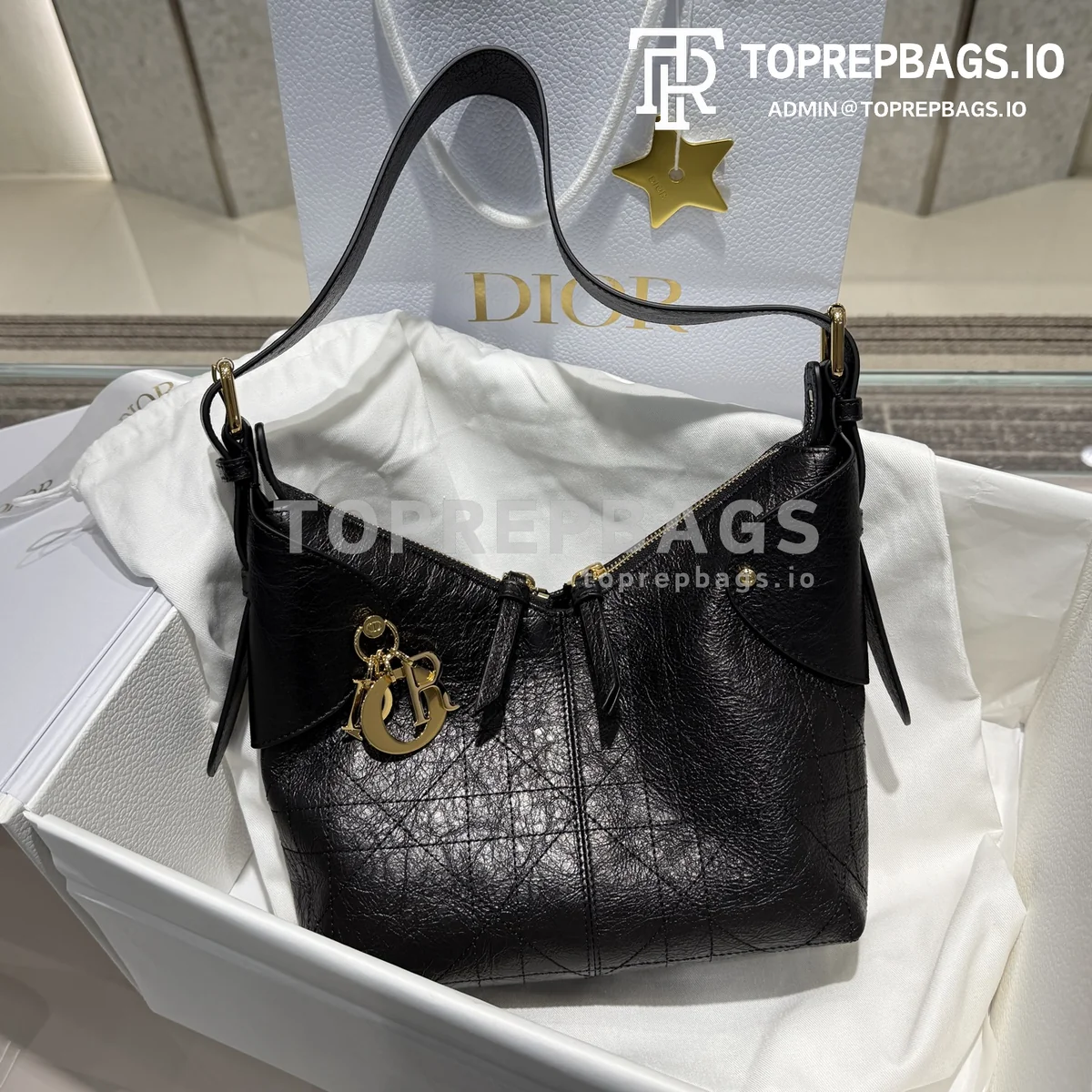 i1764228996200_1877_0_0 Dior Voyage Small Hobo in Black