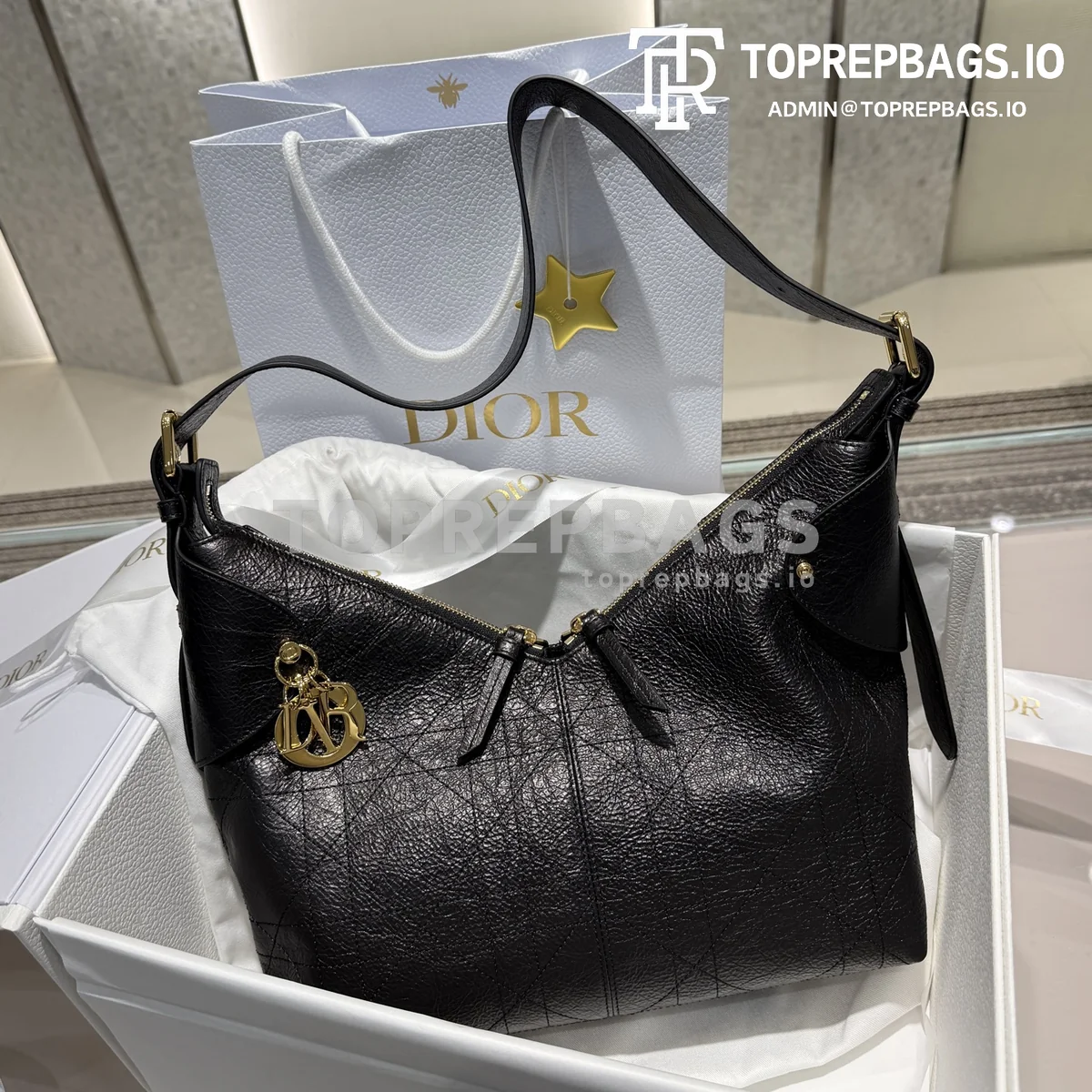 i1764229134111_1990_0_1 Dior Voyage Medium Hobo in Black