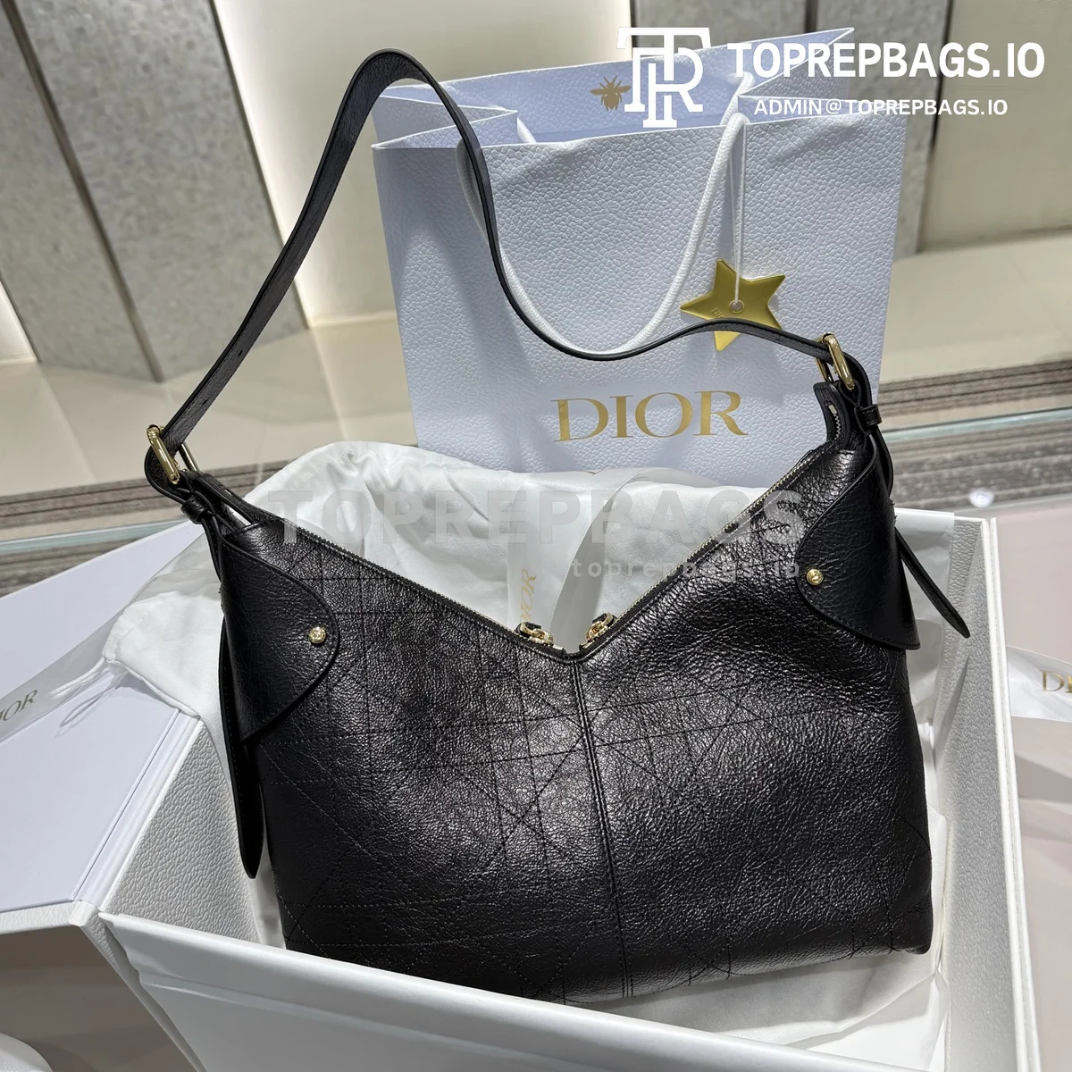 i1764229135249_1603_0_6 Dior Voyage Medium Hobo in Black