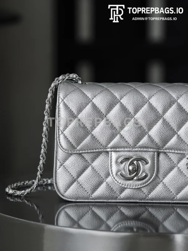 i1764239553267_2568_0_10 Chanel Pearl Crush Square Mini Caviar Leather Silver-tone Hardware Shoulder Bag detailed product image