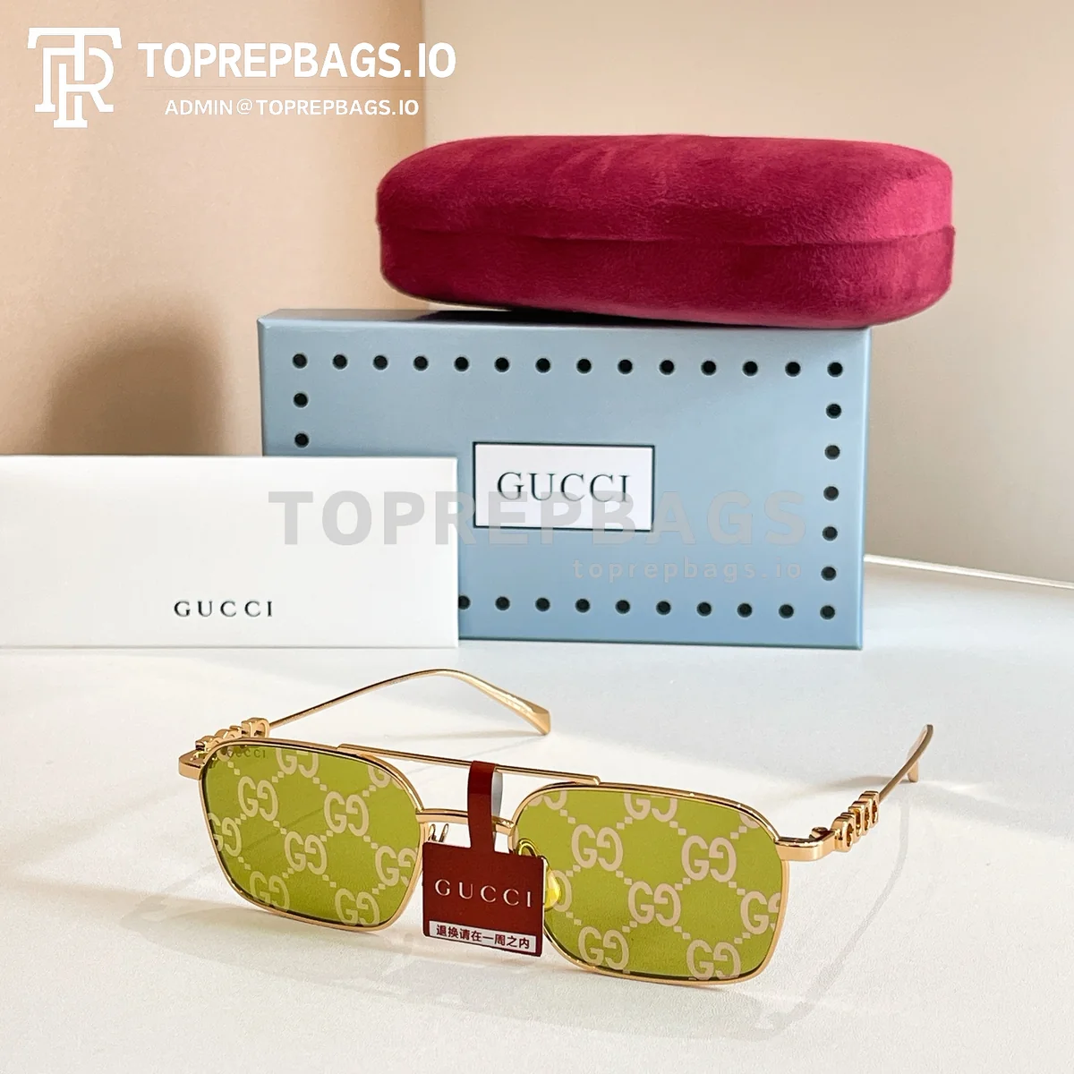 i1765001960752_6891_0_0 Gucci GG1804S Sunglasses in Green