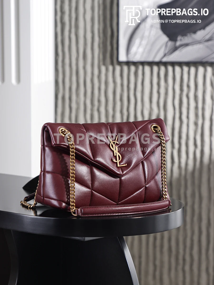 i1765256428497_6838_0_0 YSL Puffer Small in Burgundy