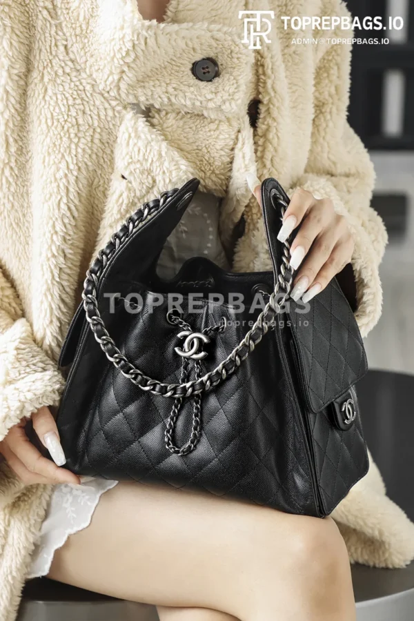 i1767603928053_9939_0_1 Chanel 25 Bag Small Hobo in Black