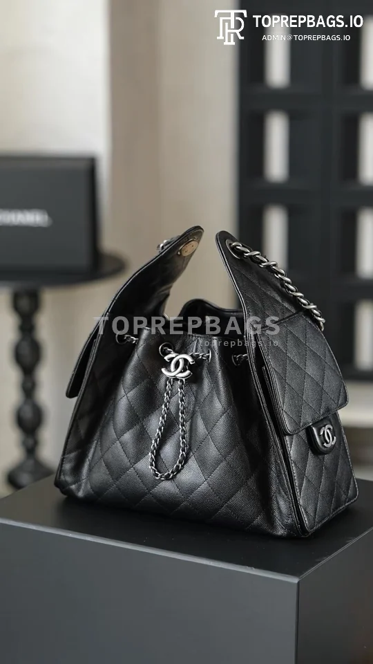 i1767604016098_6841_0_0 Chanel 25 Bag Small Hobo in Black