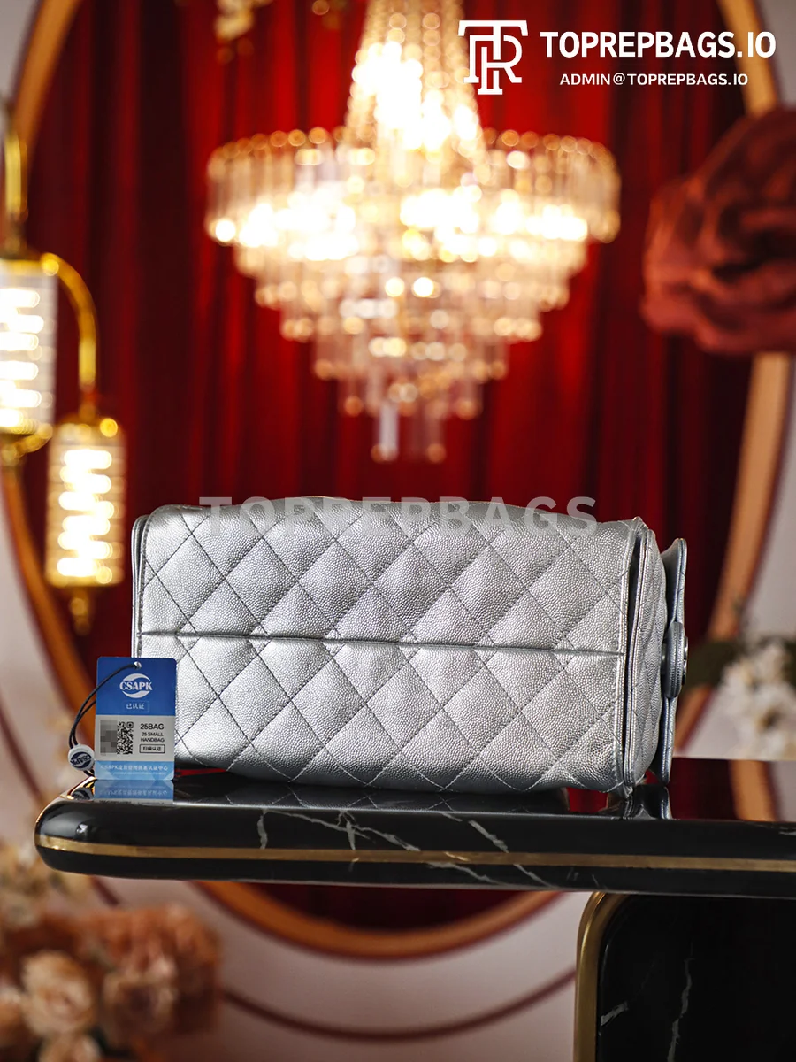 i1775210422519_2136_0_8 Chanel 25 Bag Small Hobo Grained Leather Silver-tone Hardware detailed product image
