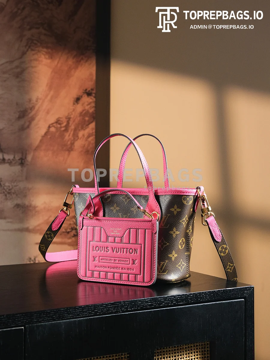 a1735119277552_7675 Louis Vuitton Neverfull BB Monogram Canvas and Grained Leather Thick Steel Hardware Tote Bag detailed product image