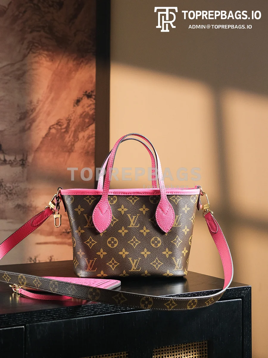 a1735119277553_1675 Louis Vuitton Neverfull BB Monogram Canvas and Grained Leather Thick Steel Hardware Tote Bag detailed product image
