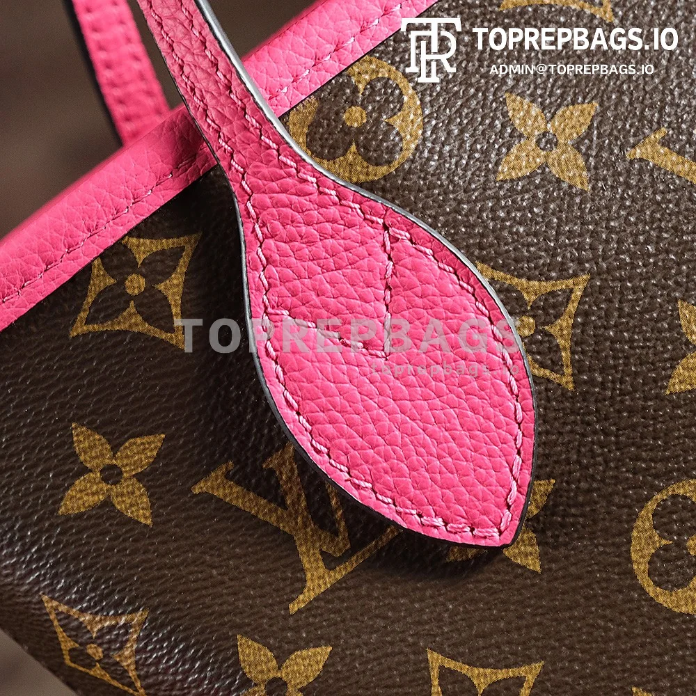 a1735119330110_3347 Louis Vuitton Neverfull BB Monogram Canvas and Grained Leather Thick Steel Hardware Tote Bag detailed product image