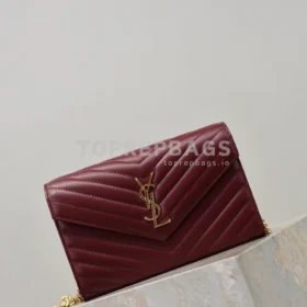 YSL Monogram Envelope in Burgundy