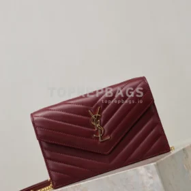 YSL Envelope Small in Burgundy