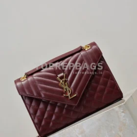 YSL Envelope Medium in Burgundy