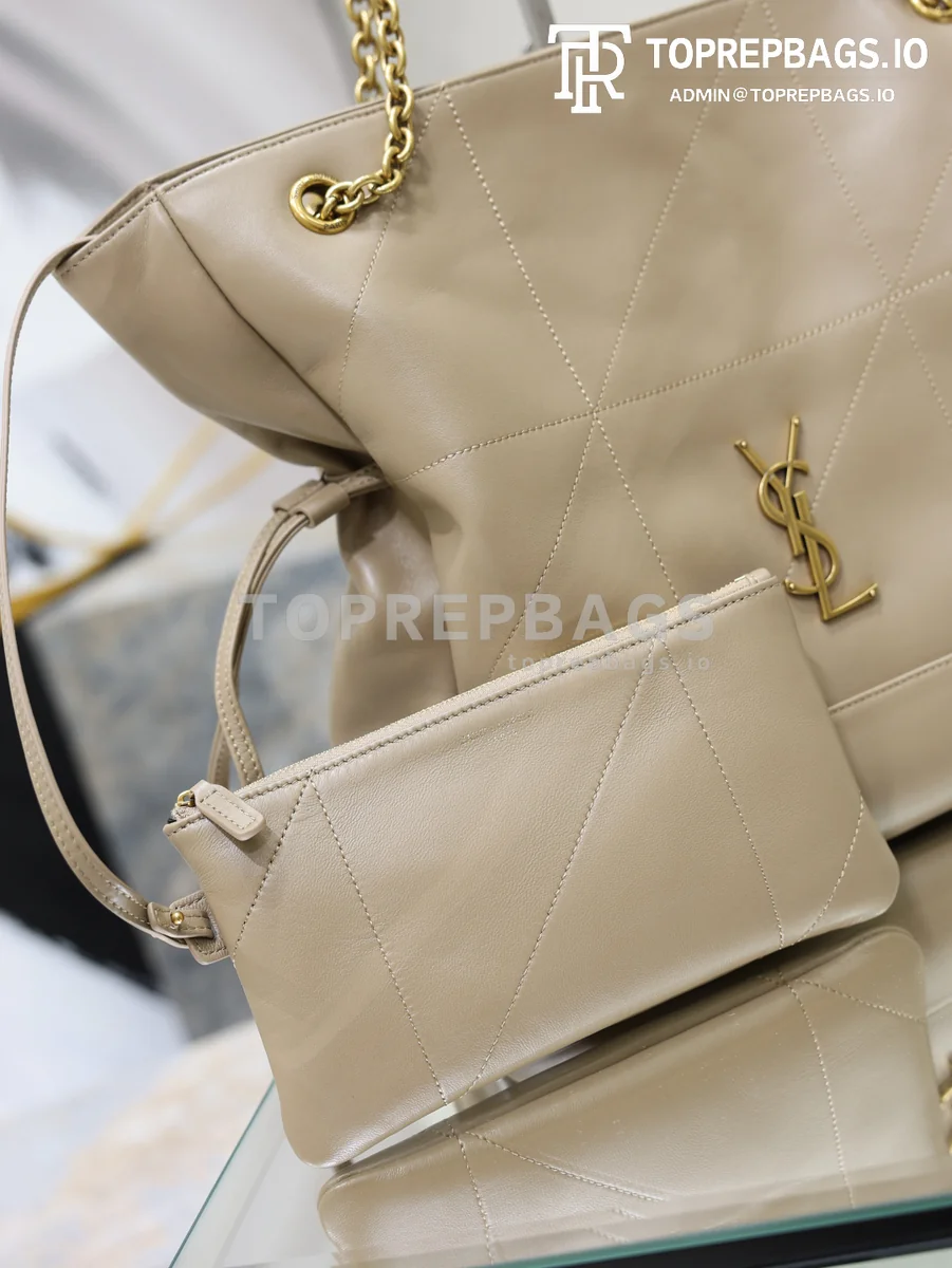 cmp_i1778830460978_499_0_0 YSL Jamie 4.3 Large Pochon Bucket in Beige
