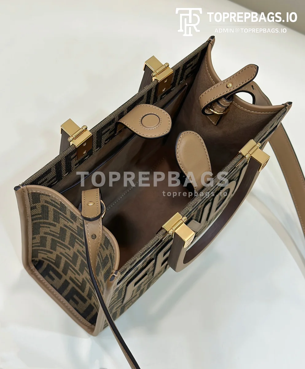 i1689763635_4263_6 Fendi Sunshine Shopper in Brown