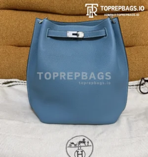 Home Hermes Kelly Bucket in Blue