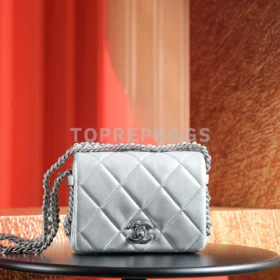 Chanel Handbag Hobo Lambskin Leather Silver-tone Hardware detailed product image