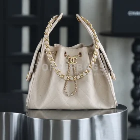 Chanel 25 Bag Small Hobo in Beige