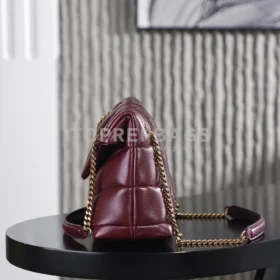 YSL Puffer Small in Burgundy
