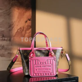Louis Vuitton Neverfull BB Monogram Canvas and Grained Leather Thick Steel Hardware Tote Bag detailed product image